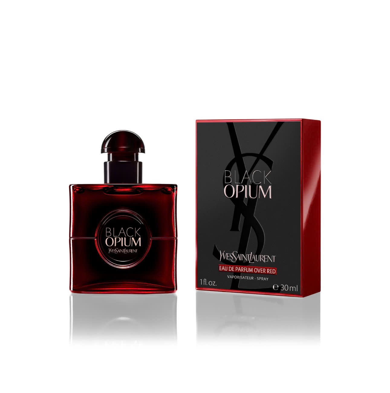 Yves Saint Laurent Black Opium Eau de Parfum Over Red